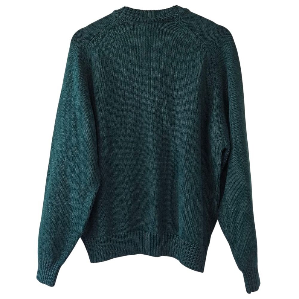 Lands End Hunter Green Drifter Sweater Needlework Sew Lover Size Medium - Picture 2 of 4